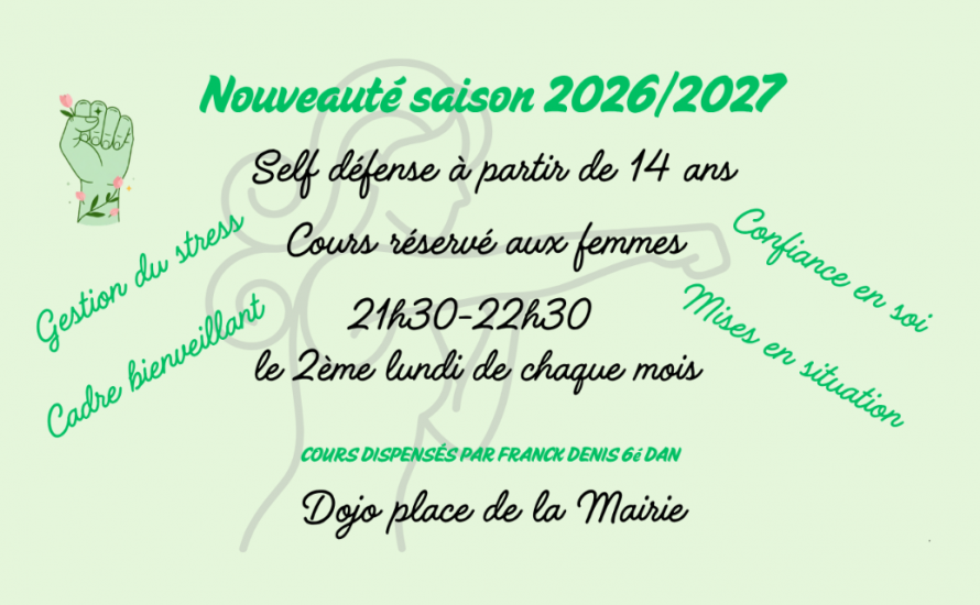 Création d'un nouveau cours ! La Self défense réservée aux femmes